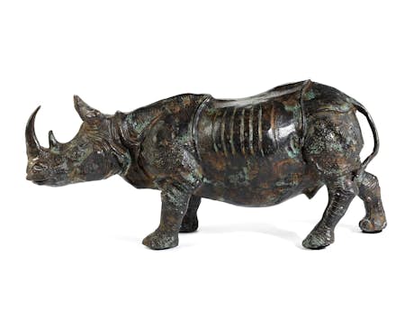 Bronzefigur eines Rhinozeros